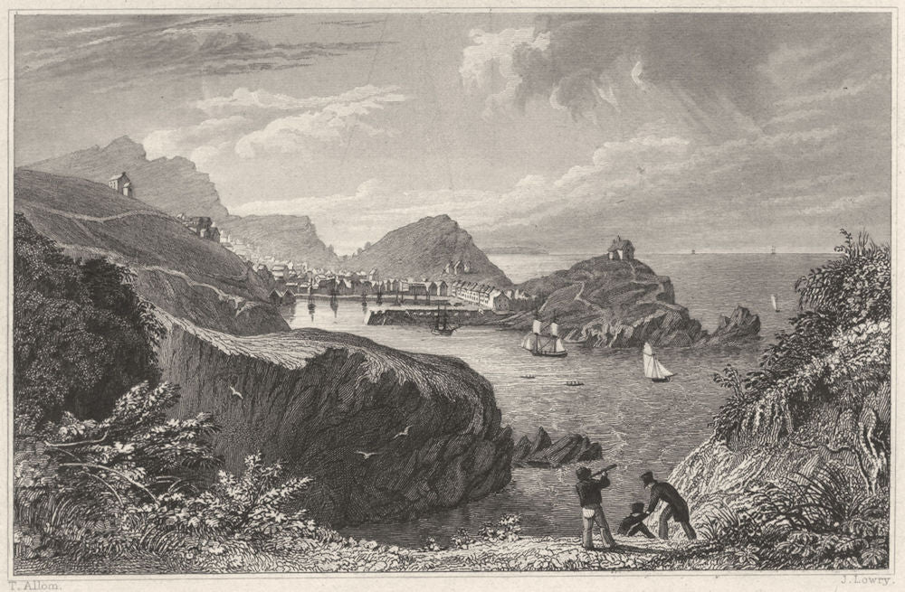 DEVON. Ilfracombe Town and Harbour 1829 old antique vintage print picture